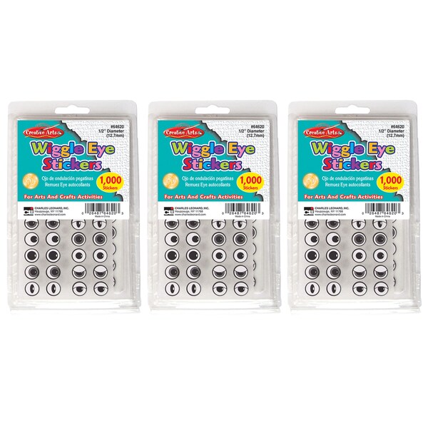 Charles Leonard Wiggle Eyes Stickers, Black, 1000 Per Pack, PK3 64620 - main